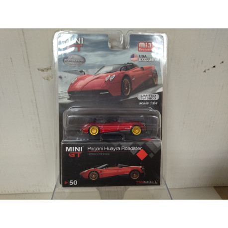 PAGANI HUAYRA ROADSTER ROSSO MONZA 1:64 MINI GT USA BLISTER