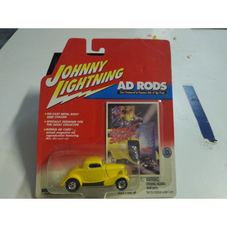 FORD 1934 COUPE YELLOW AD RODS 1:64 JOHNNY LIGHTNING