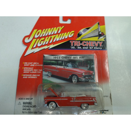 CHEVROLET BEL AIR 1955 CONVERTIBLE TRI-CHEVY 1:64 JOHNNY LIGHTNING