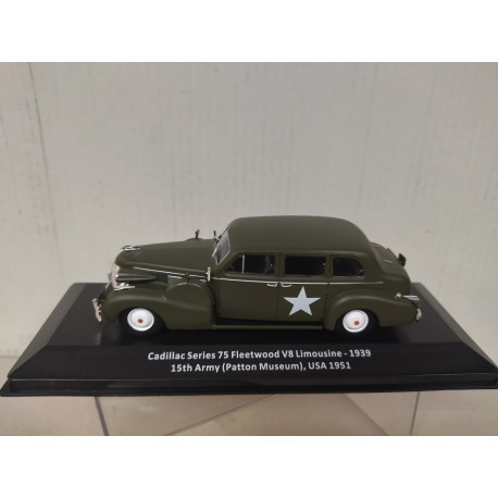 CADILLAC SERIES 75 FLEETWOOD V8 1939 US ARMY 15TH ARMY WW 2 1:43 ALTAYA IXO