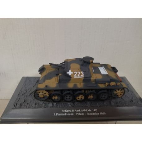 Sd.Kfz.141 PANZER III 1939 Ausf A 1.Pz.DIVISION GERMANY TANKS WW 2 1:43 ALTAYA IXO