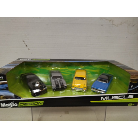 MUSCLE CAR PACK 4 MODELS DESIGN 1:64 MAISTO