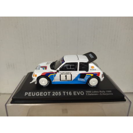 PEUGEOT 205 T16 EVO 1986 RALLY 1000 LAKES T.SALONEN 1:43 ALTAYA IXO