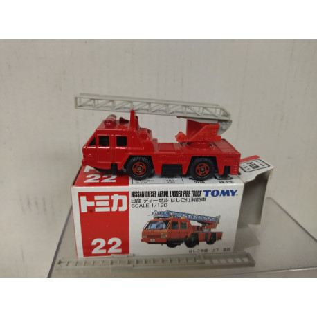 NISSAN DIESEL AERIAL LADDER FIRE TRUCK 1:120/apx 1:64 TOMICA 22