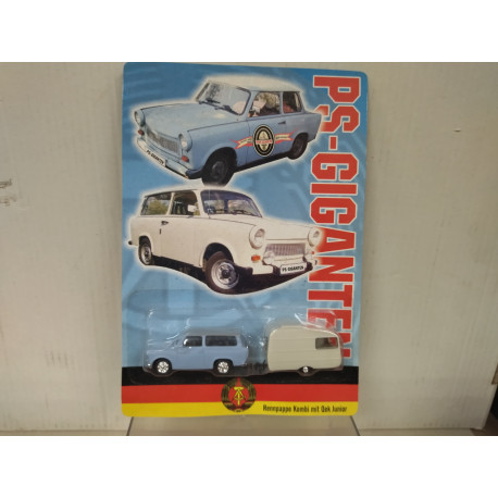 TRABANT 601 KOMBI +CARAVANA QEK JUNIOR PS-GIGANTEN DDR apx 1:64 GRELL