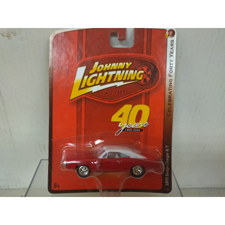 DODGE CHARGER 1970 R/T RED/WHITE 40 YEARS 1:64 JOHNNY LIGHTNING
