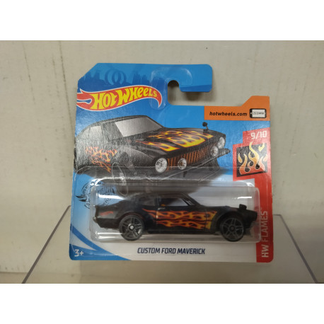 FORD MAVERICK CUSTOM 9/10 FLAMES 1:64 HOT WHEELS