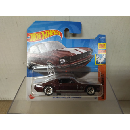 FORD MUSTANG 1965 2+2 FASTBACK DARK RED 1/10 MUSCLE MANIA 1:64 HOT WHEELS