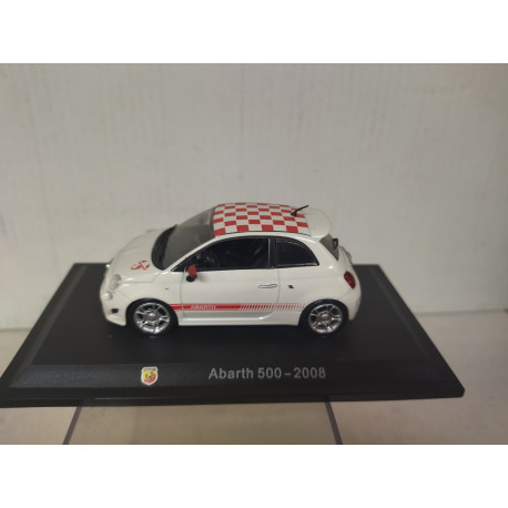 FIAT ABARTH 500 2008 WHITE/RED 1:43 METRO HACHETTE