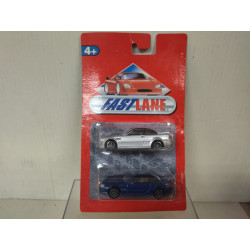 BMW M3 SILVER + MERCEDES-BENZ SL BLUE 1:64 FASTLANE REALTOY