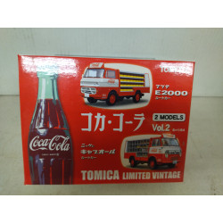 SET X 2 MAZDA E2000 & NISSAN CABALL COCA-COLA  apx 1:64 TOMICA LIMITED VINTAGE