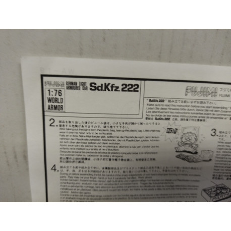Sd.kfz.222 GERMAN LIGHT ARMOURED CAR WW 2 MODEL KIT 1:76 FUJIMI NO BOX