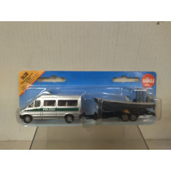 MERCEDES-BENZ SPRINTER POLIZEI + REMOLQUE LANCHA /apx 1:64 SIKU 1638