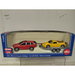 PORSCHE CAYENNE + REMOLQUE + PORSCHE 1:55/apx 1:64 SIKU 2544