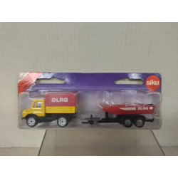 MERCEDES-BENZ UNIMOG U1500 DLRG + LANCHA SALVAMENTO 1:55/apx 1:64 SIKU 1517