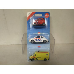 SET POLICE X 3 VOLKSWAGEN/SMART/MERCEDES-BENZ BRANDWEER 1:55/apx 1:64 SIKU 1818NL