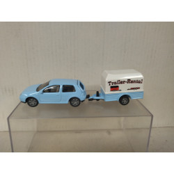 VOLKSWAGEN GOLF 4 BLUE + TRAILER RENT 1:55/apx 1:64 SIKU 1519 OPEN BLISTER