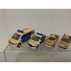 LOTE X 4 POLICIA apx 1:87 H0/1:72 NO BOX USADOS Y SUCIOS/USED AND DIRTY