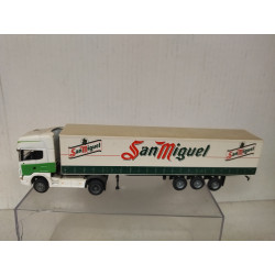 SCANIA CAMION/TRUCK TRAILER SAN MIGUEL 1:87 H0 NO BOX/INCOMPLETO/SUCIO