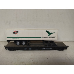 VAGON SANTA FE PLATAFORMA + TRAILER DESGUACE/REPINTADO 1:87 H0 BOX/SUCIO