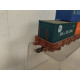 VAGON PLATAFORMA 3 X CONTAINER DESGUACE/REPINTADO 1:87 H0 BOX/SUCIO