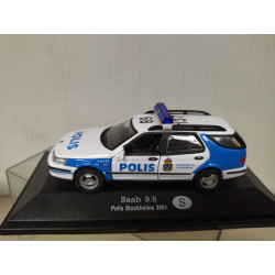 SAAB 9.5 STATION WAGON 2001 POLIS POLICE STOCKHOLM 1:43 FABBRI BLISTER OPEN