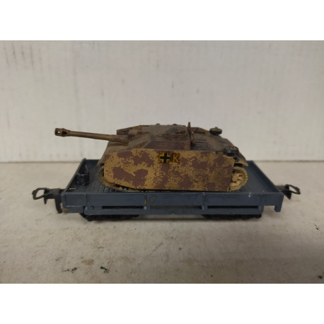 VAGON PLATAFORMA + TANQUE REPINTADO 1:87 H0 SUCIA/DIRTY