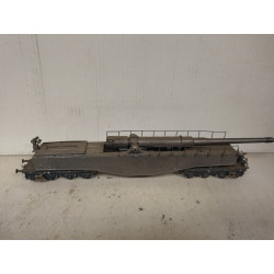 VAGON PLATAFORMA CAÑON/GUN ARTESANAL REPINTADO 1:87 H0 SUCIO/DIRTY