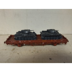 VAGON PLATAFORMA + 2 TANQUES 1:87 H0 SUCIO/DIRTY