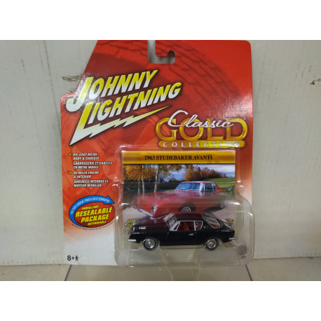 STUDEBAKER AVANTI 1963 BLACK CLASSIC GOLD 1:64 JOHNNY LIGHTNING