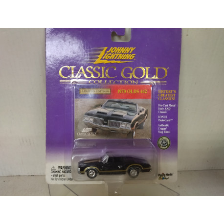 OLDSMOBILE 442 1970 CONVERTIBLE BLACK CLASSIC GOLD 1:64 JOHNNY LIGHTNING