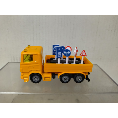 SCANIA R CAMION/TRUCK MANTENIMIENTO CARRETERA + SEÑALES 1:87/apx 1:64 SIKU 1322