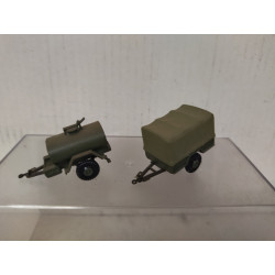 2 X REMOLQUES MILITARES 1:87 H0 REPINTADO SUCIO/DIRTY