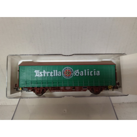 VAGON CERRADO ESTRELLA GALICIA 1:87 H0 ELECTROTREN 1416K SUCIO/DIRTY