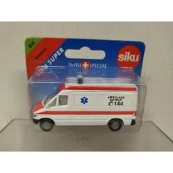 MERCEDES-BENZ SPRINTER (NO LICENCE) AMBULANCE 144 SWISS apx 1:64 SIKU 814