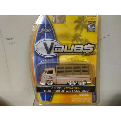 VOLKSWAGEN T1 1963 BUS STAKE BED BEIGE V-DUBS 1:64 JADA