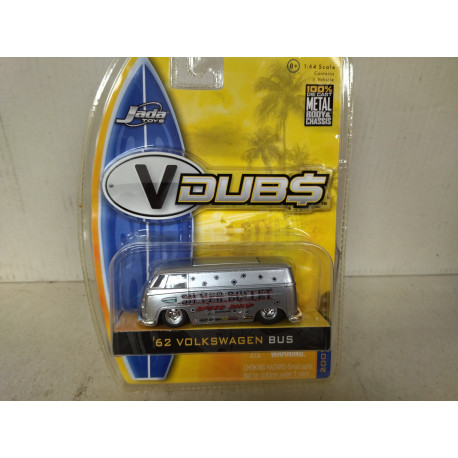 VOLKSWAGEN T1 1962 BUS SILVER BUFFET V-DUBS 1:64 JADA