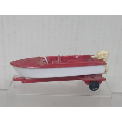 LANCHA A MOTOR /BOAT + TRAILER 1:87 H0 EKO 2053 ORIGINAL BOX VINTAGE