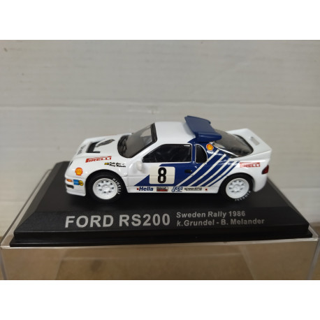 Miniature Minichamps Ford RS 200 Rallye Suède 1986, échelle 1/43, Grundel/Melander