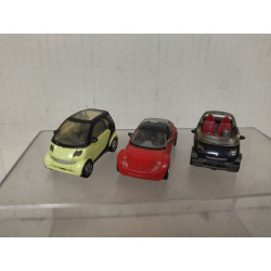 LOTE 3 X SMART/ROADSTER/FORFOUR apx 1:72/1:64 ? PLASTIC TOY NO BOX