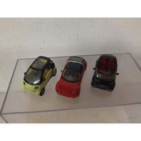 LOTE 3 X SMART/ROADSTER/FORFOUR apx 1:72/1:64 ? PLASTIC TOY NO BOX