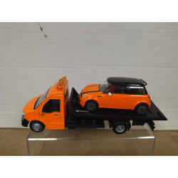 MINI COOPER S ORANGE + FLATBED VAN 1:43 BBURAGO