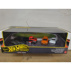DIORAMA SET X 4 GR SUPRA/DATSUN/PORSCHE + HAULER 1:64 HOT WHEELS PREMIUM