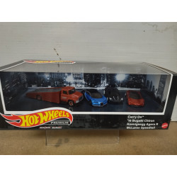 DIORAMA SET X 4 CHIRON/AGERA R/SPEEDTAIL + CARRY ON 1:64 HOT WHEELS PREMIUM