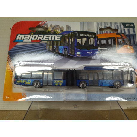 MAN LION´S CITY G AUTOBUS WORLD TRAVEL BLUE apx 1:64 MAJORETTE
