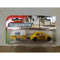 VOLKSWAGEN BEETLE + CARAVANA/ROULOTTE YELLOW 1:64/ apx 1:64 MAJORETTE