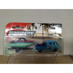 VOLKSWAGEN T1 PICKUP + TRAILER BOAT DIVE DEEP 1:59/ apx 1:64 MAJORETTE