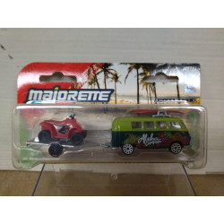 VOLKSWAGEN T1 SAMBA BUS + TRAILER + QUAD 1:59/ apx 1:64 MAJORETTE