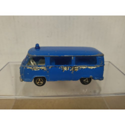 VOLKSWAGEN T2 SAMBA POLICE BLUE (2) 1:60/apx 1:64 MAJORETTE 244 NO BOX