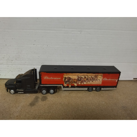CAMION/TRUCK USA BUDWEISER RED 1:87 H0 SUCIO/DESGUACE